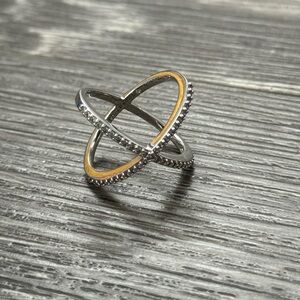 Baublebar Silver Rhinestone Crossover Ring
